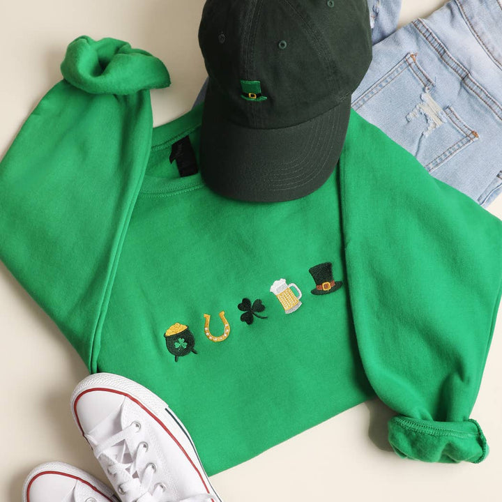 St Patrick's Day Mini Icons Embroidered Sweatshirt - Ships Feb 6th
