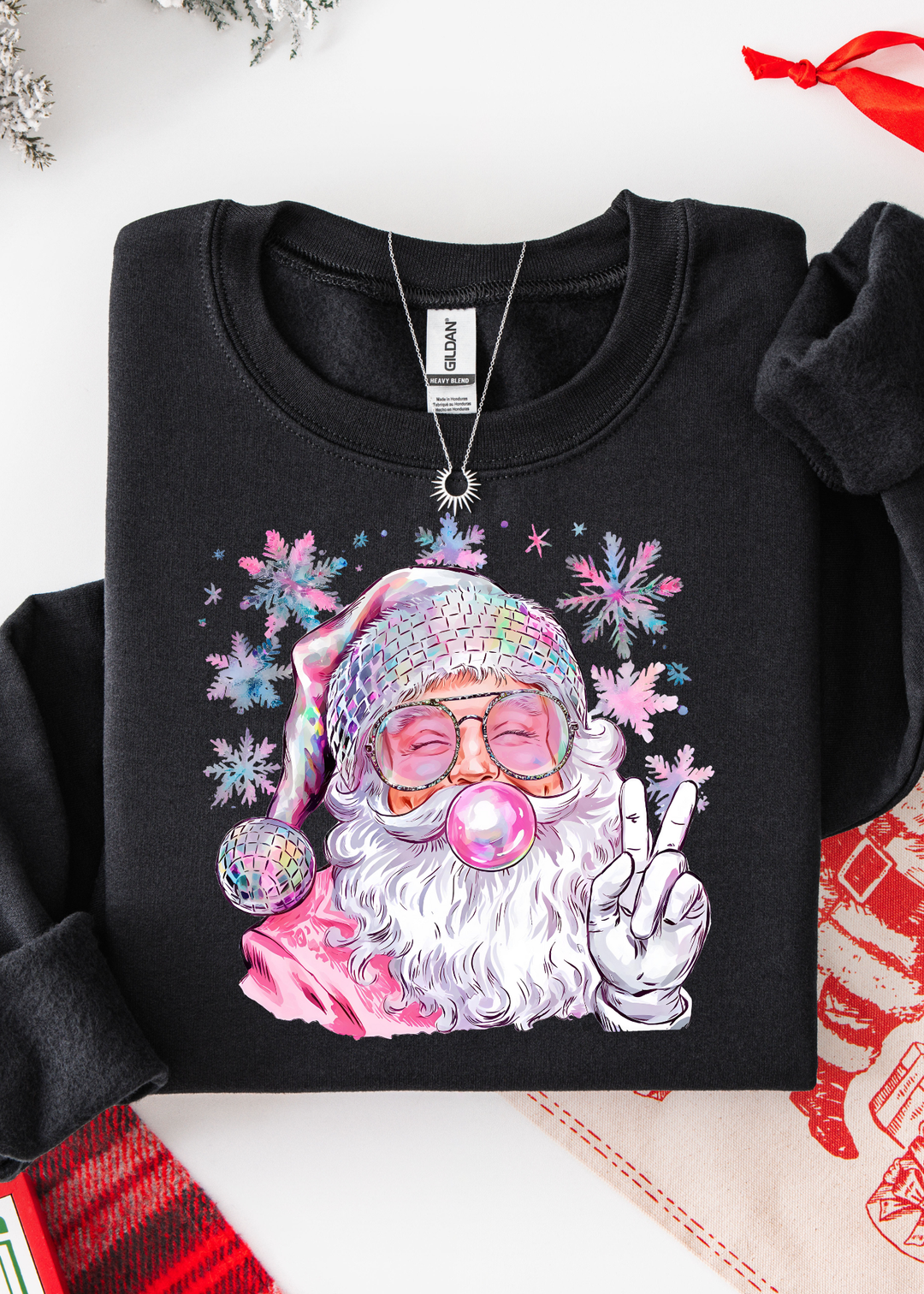 GLITTER ✨  BUBBLE SANTA TEE OR SWEATSHIRT