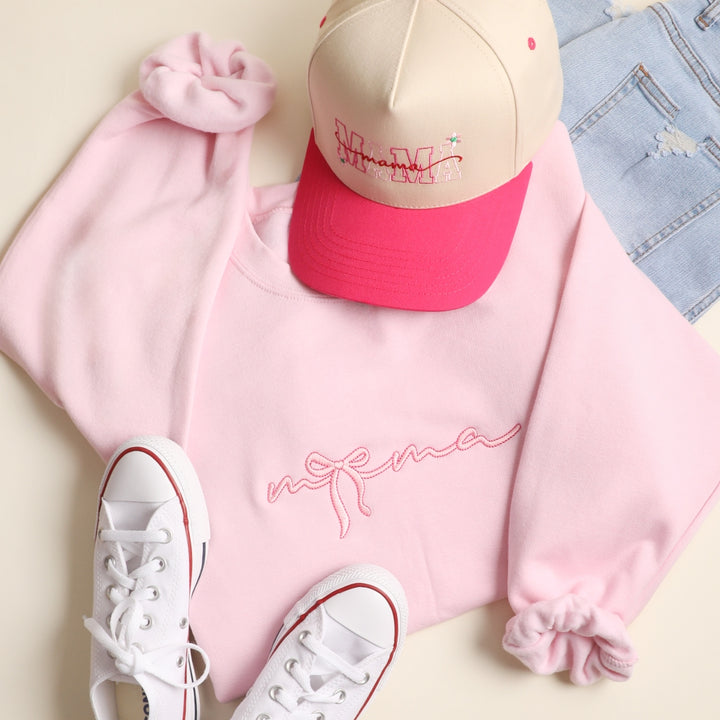 Mama Ribbon Embroidered Sweatshirt -  Ships Jan 16th