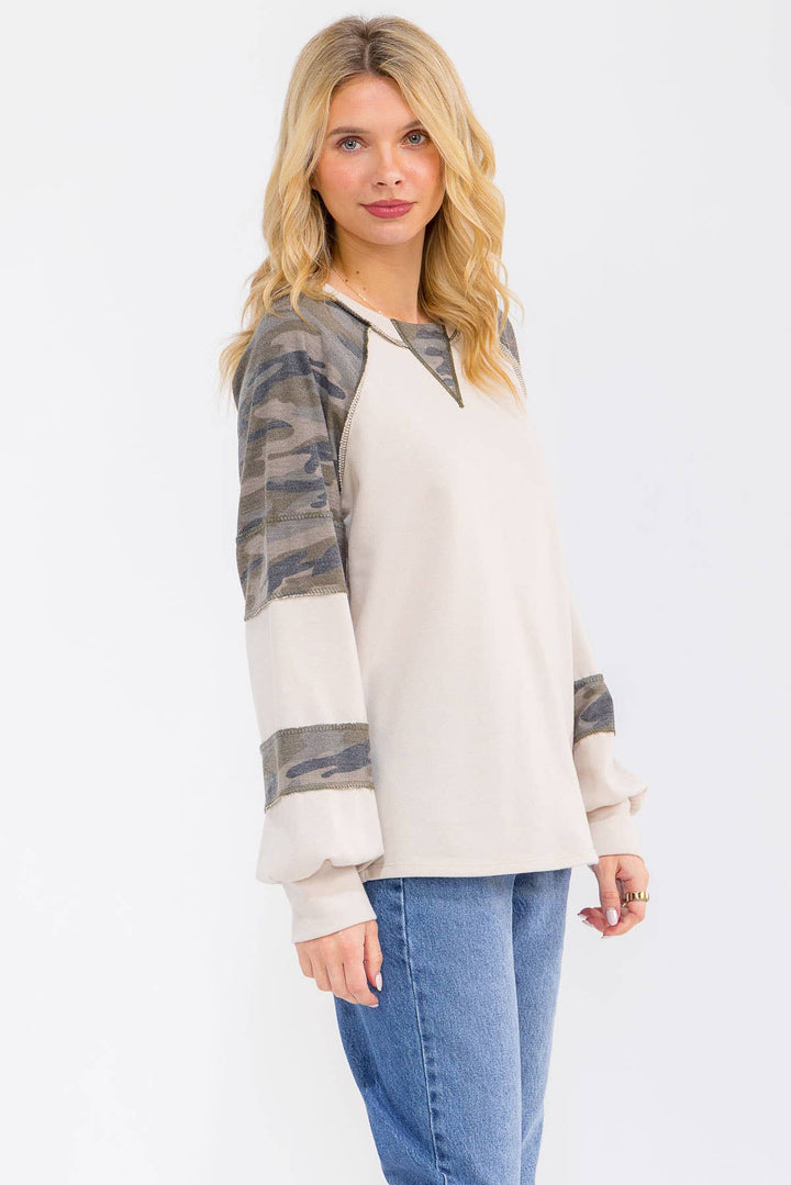 Off-Duty Camo Raglan Top