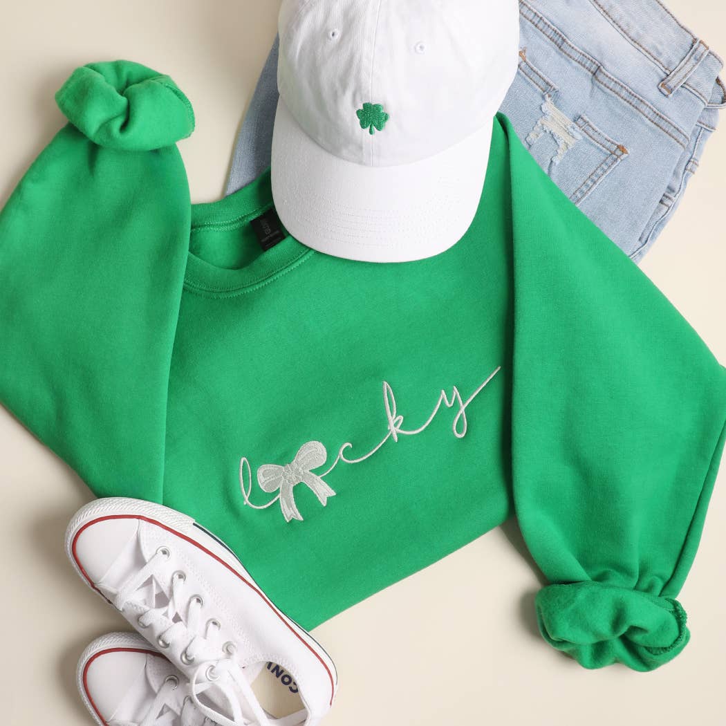 Lucky Bow Embroidered Sweatshirt - Ships Feb 6th