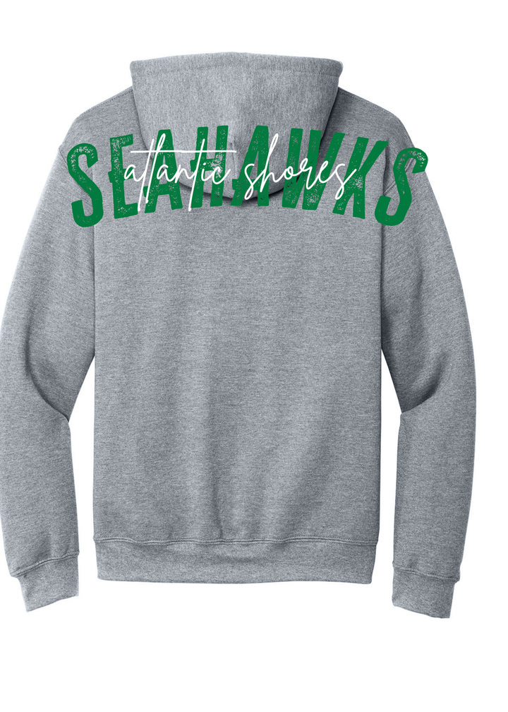 Atlantic Shores Christian Distressed Big Back with Cursive Gildan Hoodie
