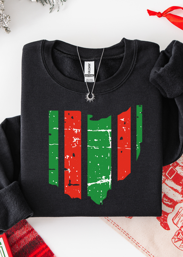 RED & GREEN OHIO GRAPHIC TEE OR SWEATSHIRT