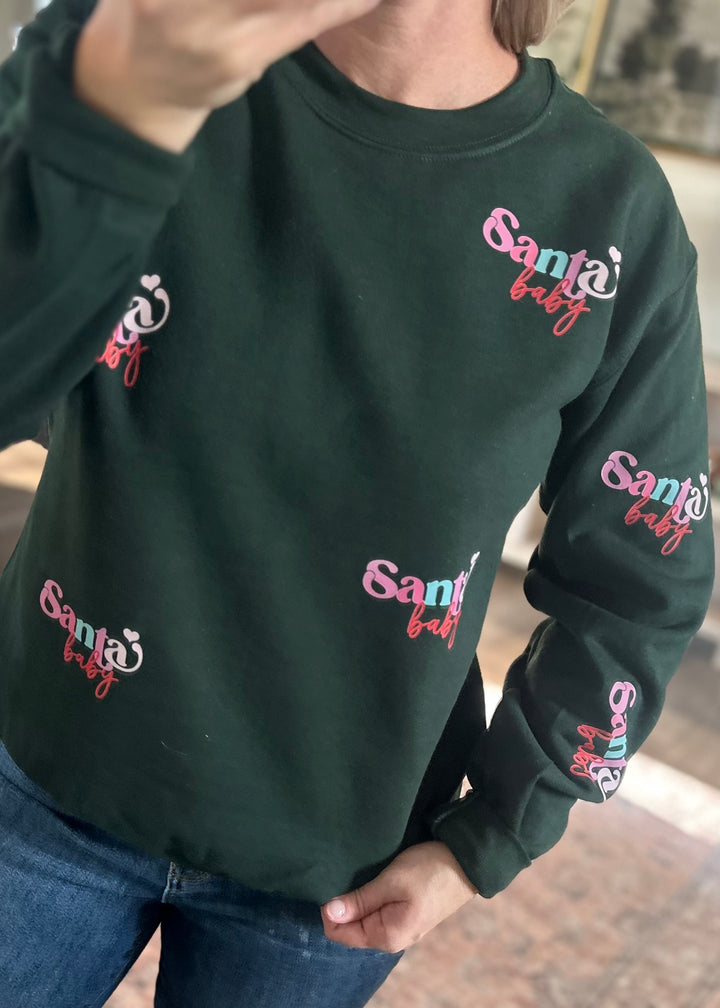 SANTA BABY ALL OVER CREWNECK