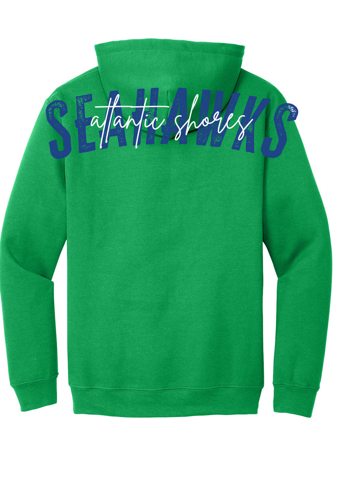 Atlantic Shores Christian Distressed Big Back with Cursive Gildan Hoodie