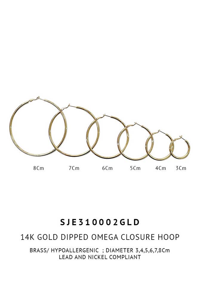 14K Gold Dipped Omega Closure Hoop: Gold / 4cm