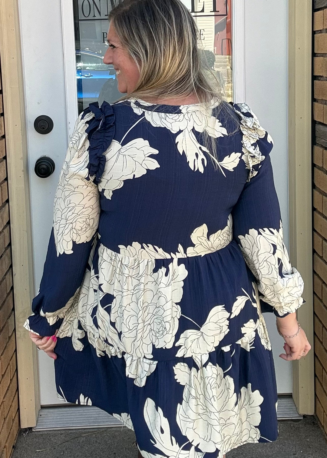 Midnight Bloom Tiered Mini Dress