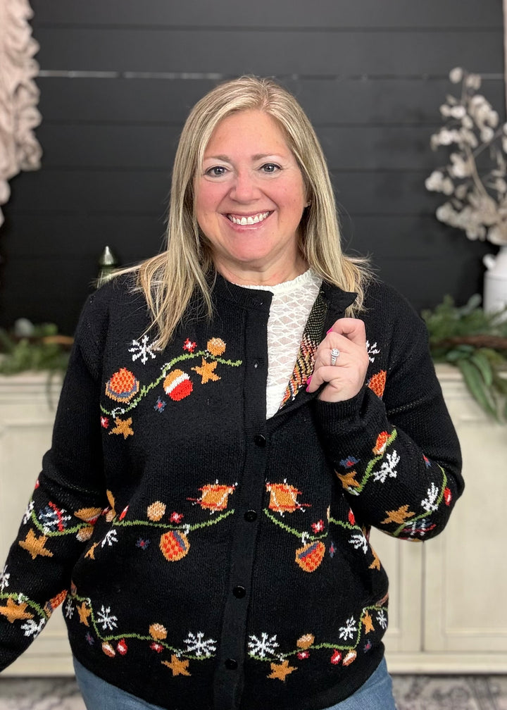 Festive Holiday Button Up Cardigan