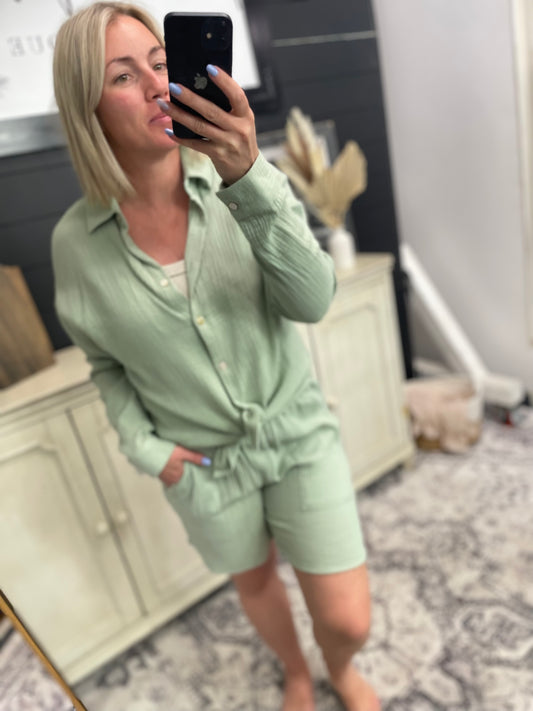 Sage Gauze Shorts