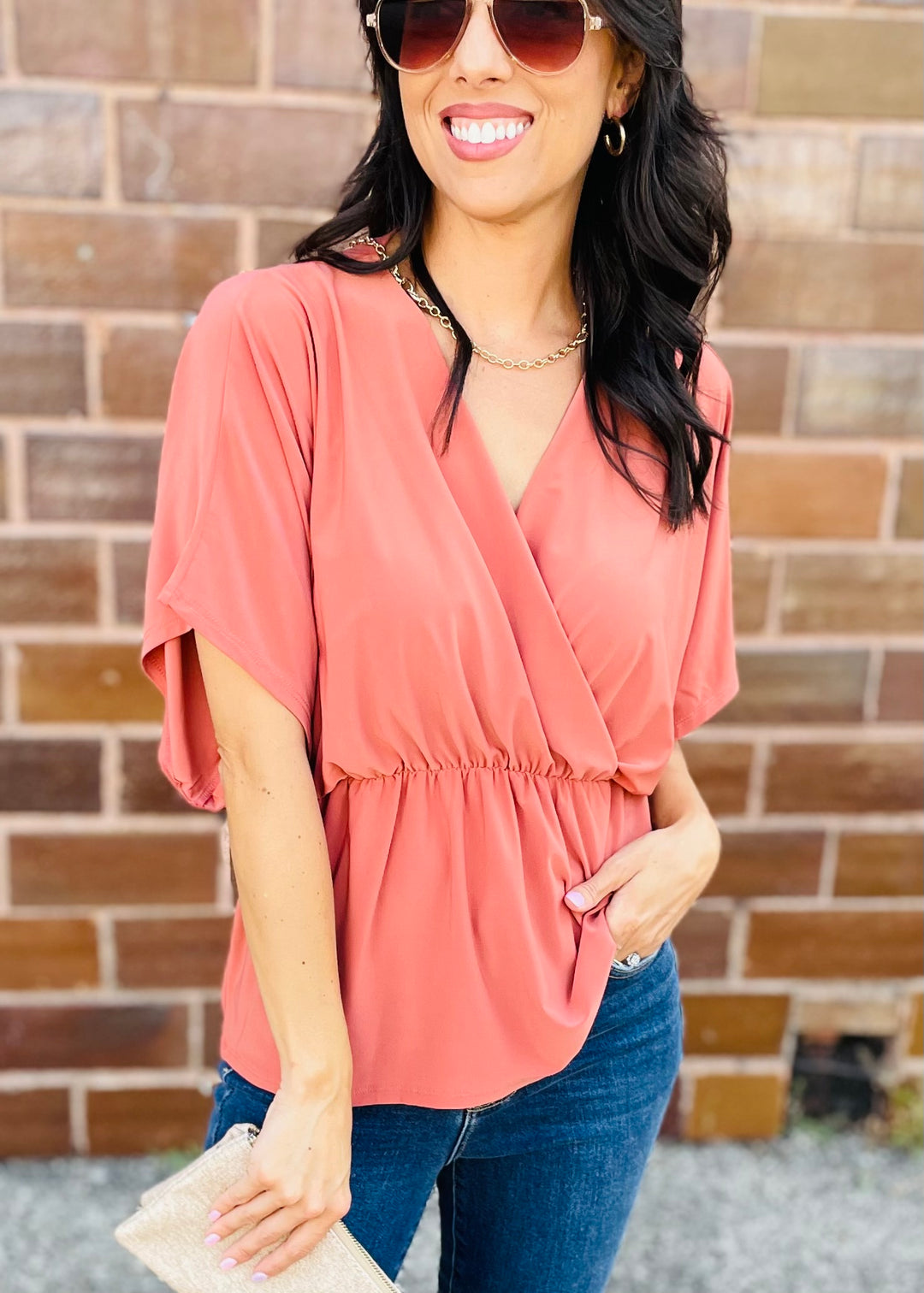 Brick Tunic Wrap Top