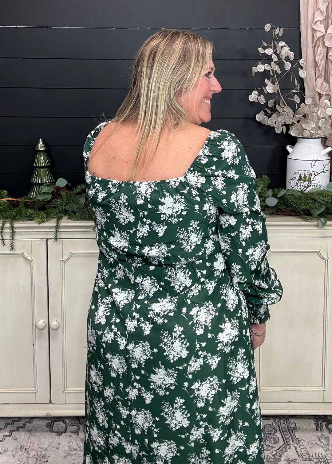 Dark Green Meadow Muse Midi Dress