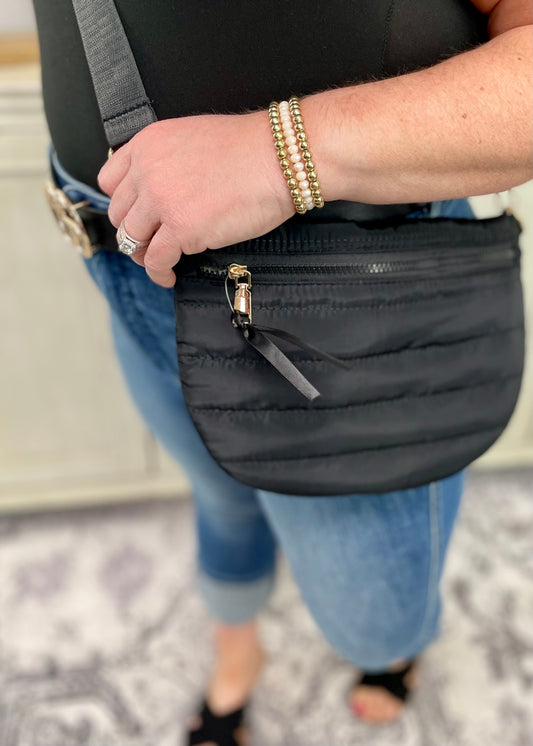 Black Quilted Puffer Bag