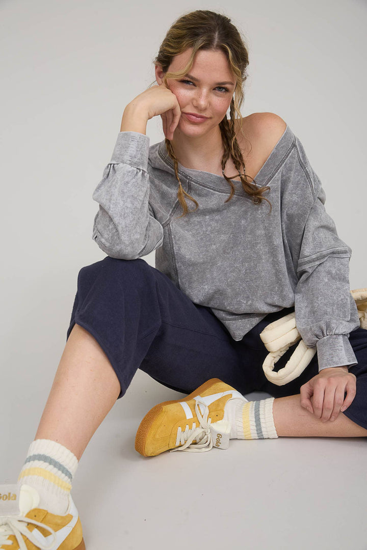 Graphite V-Neck Top