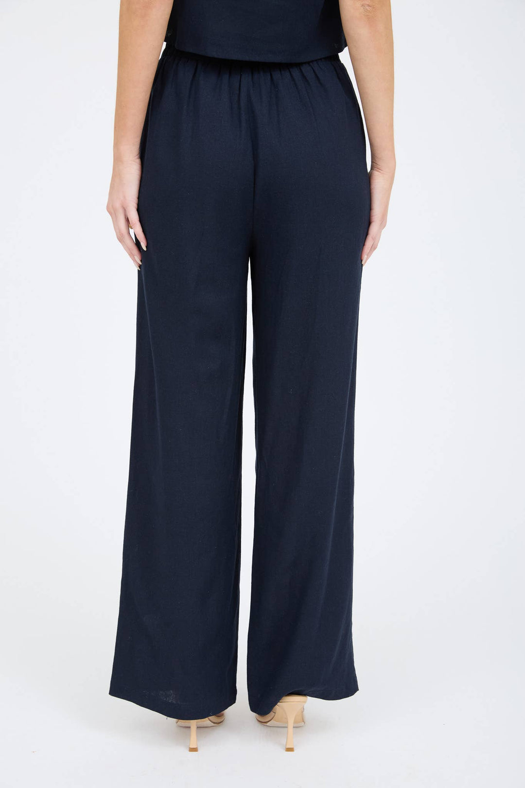 Navy High Waist Pleated Pants