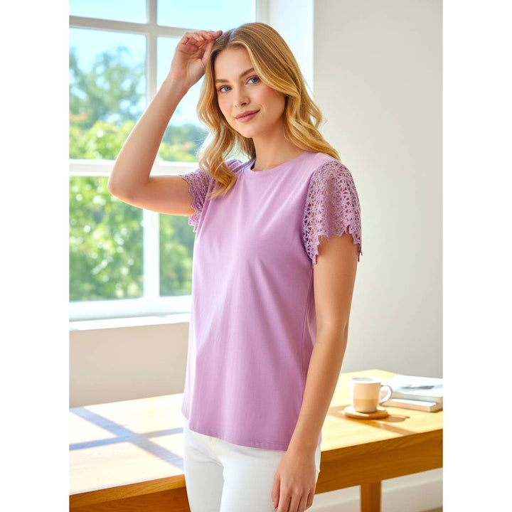 Vintage Berry Scalloped Sleeve Top