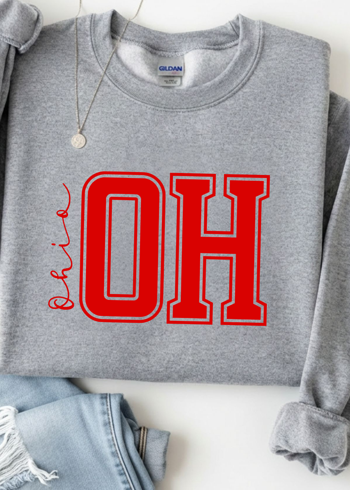 Red Sideways Ohio Graphic Tee or Sweatshirt