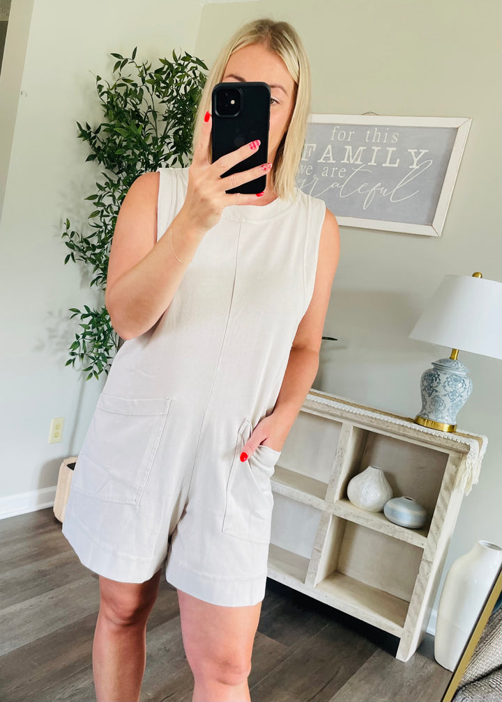 Stonewashed Cotton Romper