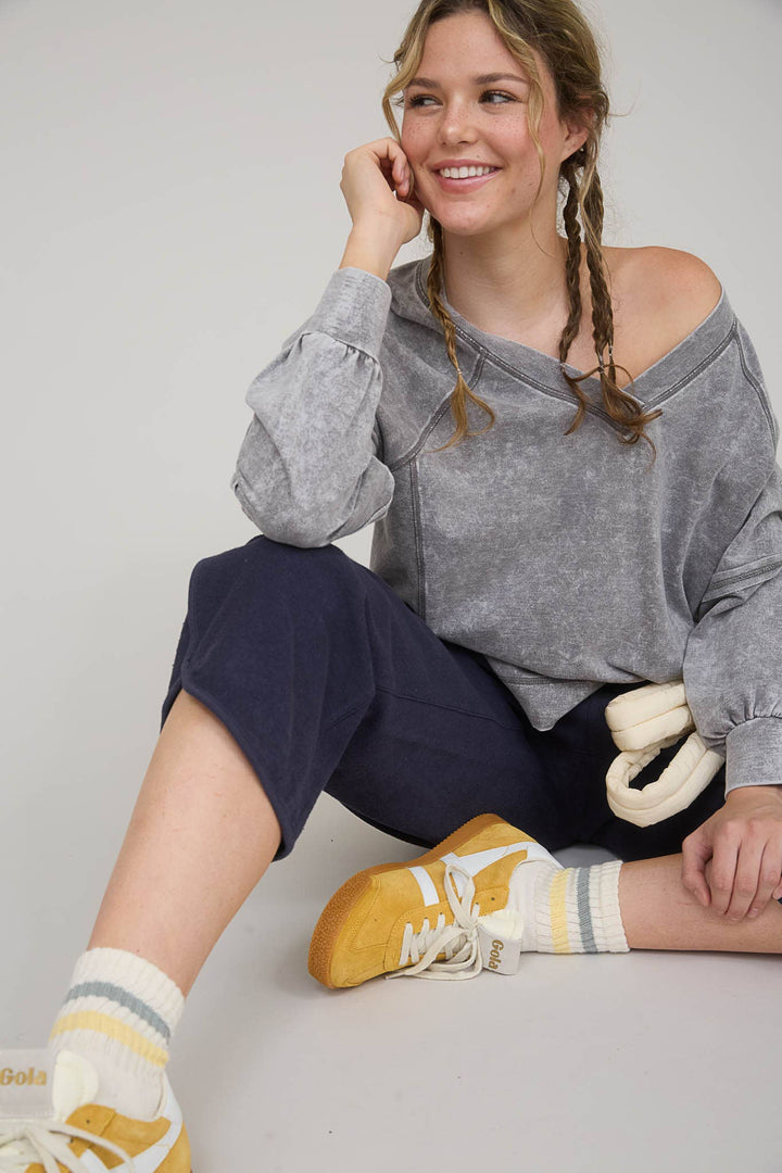 Graphite V-Neck Top