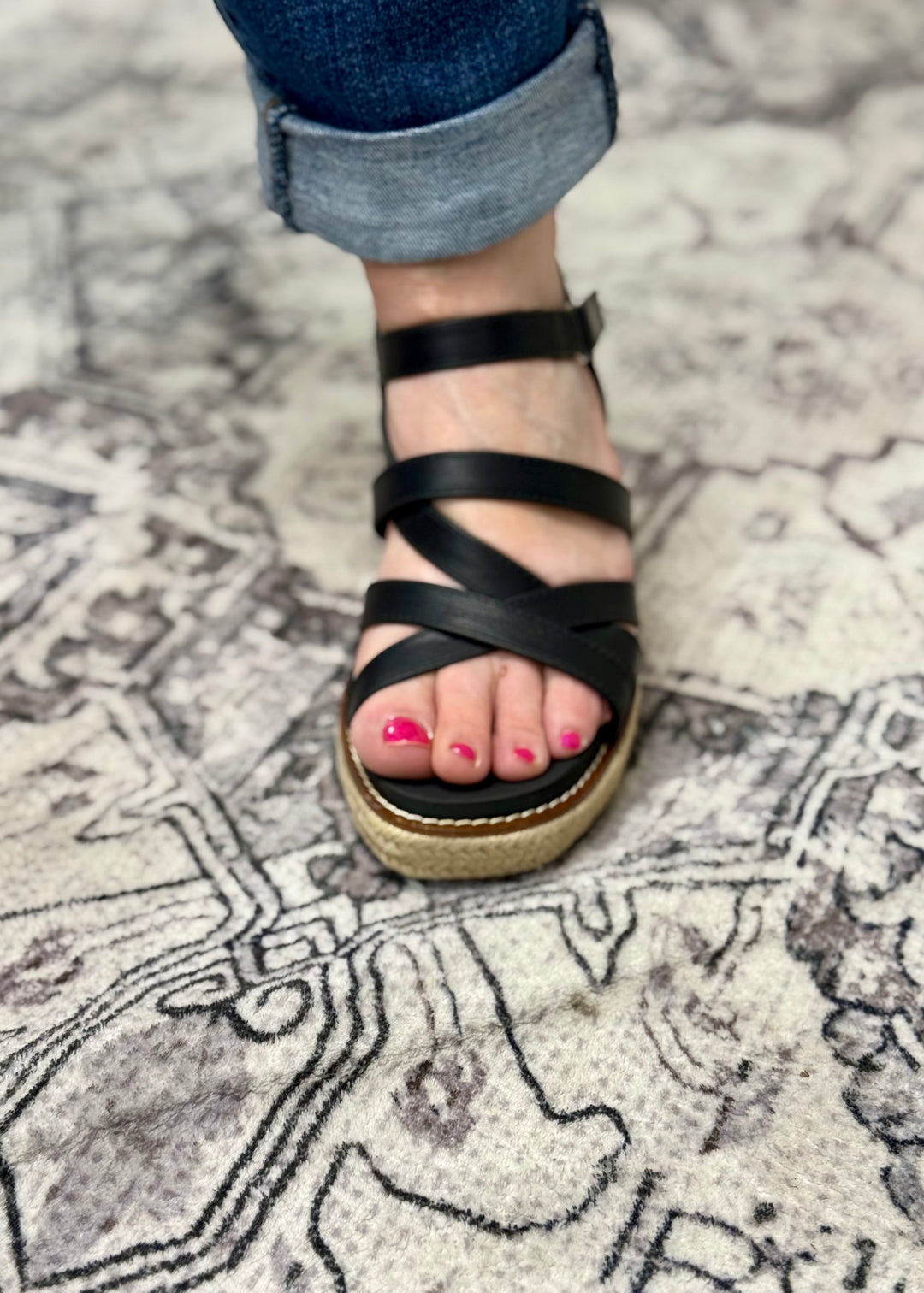 "All Nighter" Jute Wedge Heel Sandal with Straps