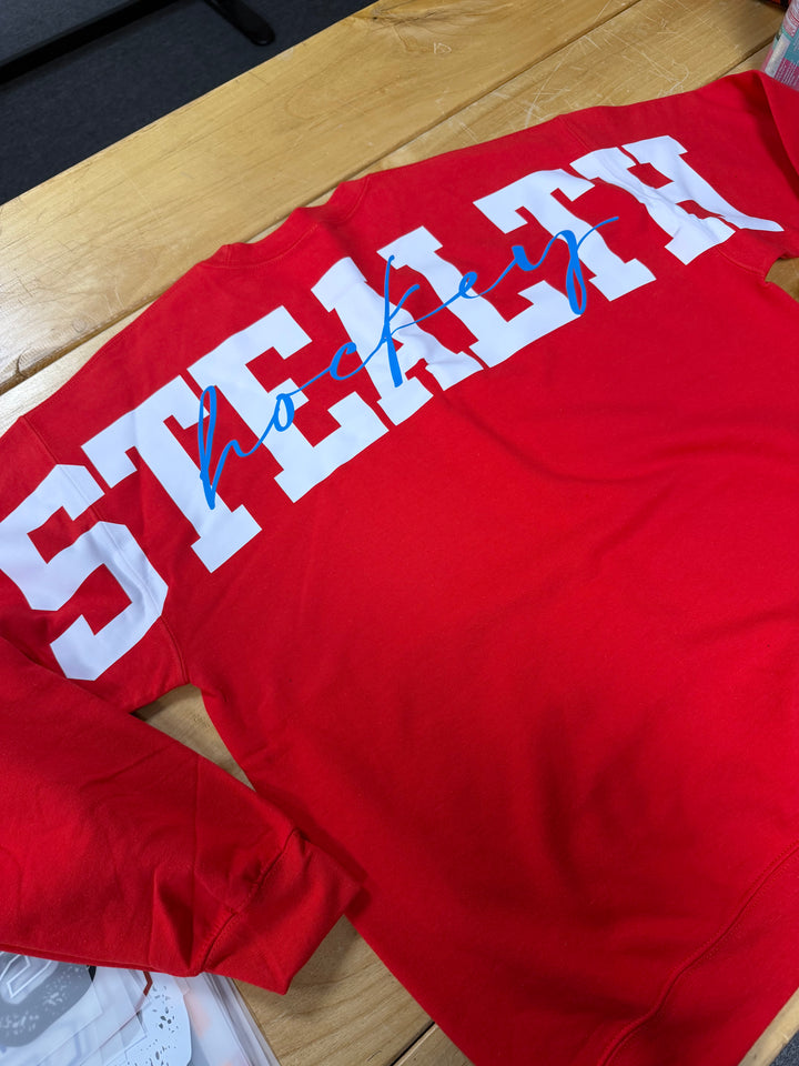SOLID CUSTOM BIG BACK SWEATSHIRT WITH CURSIVE CENTER