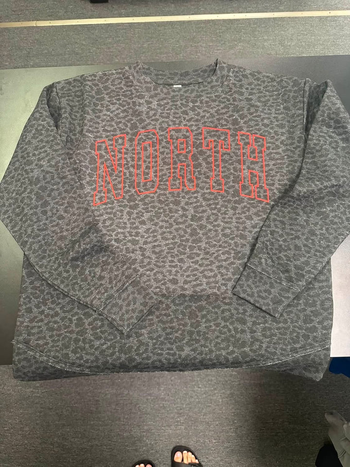CUSTOM BLACK LEOPARD HOLLOW FRONT SWEATSHIRT