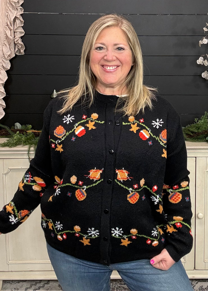 Festive Holiday Button Up Cardigan