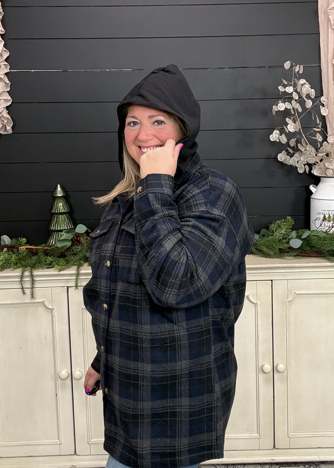 Midnight Campfire Plaid Hooded Jacket