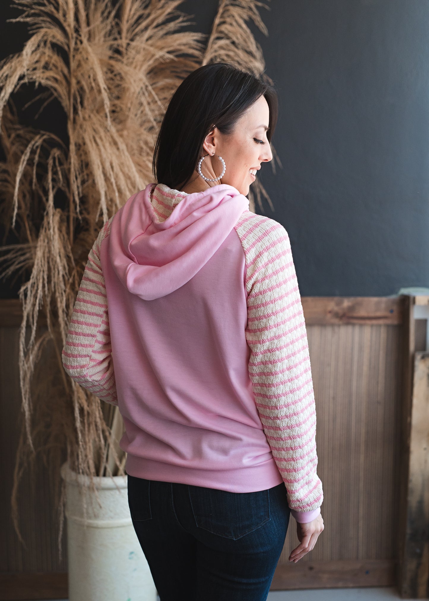 Pretty in Pink Striped Hoodie