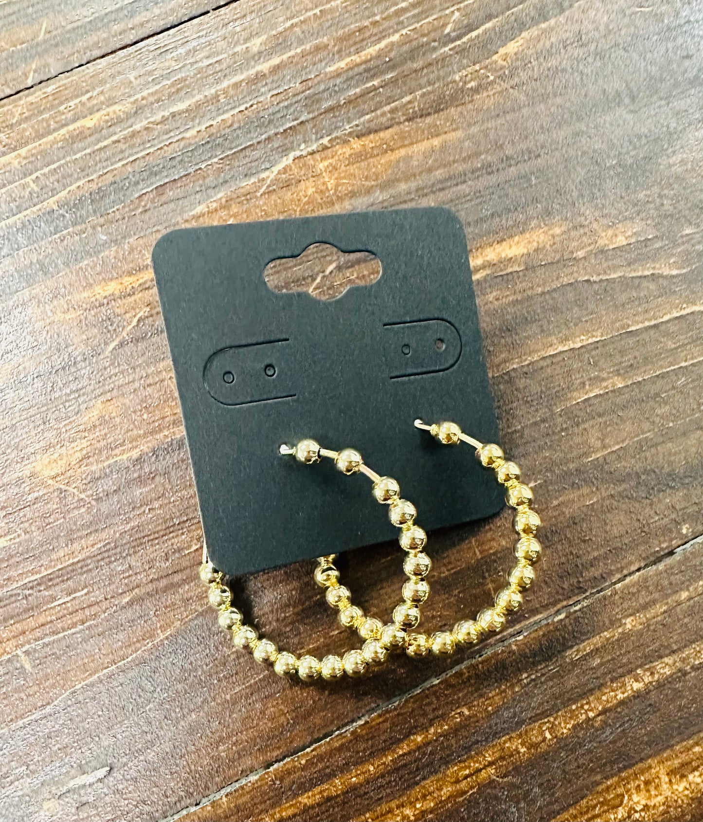 Gold Beaded Hoop Earrings
