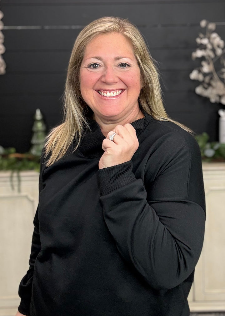 Black - Mock Neck with Side Collar Slit