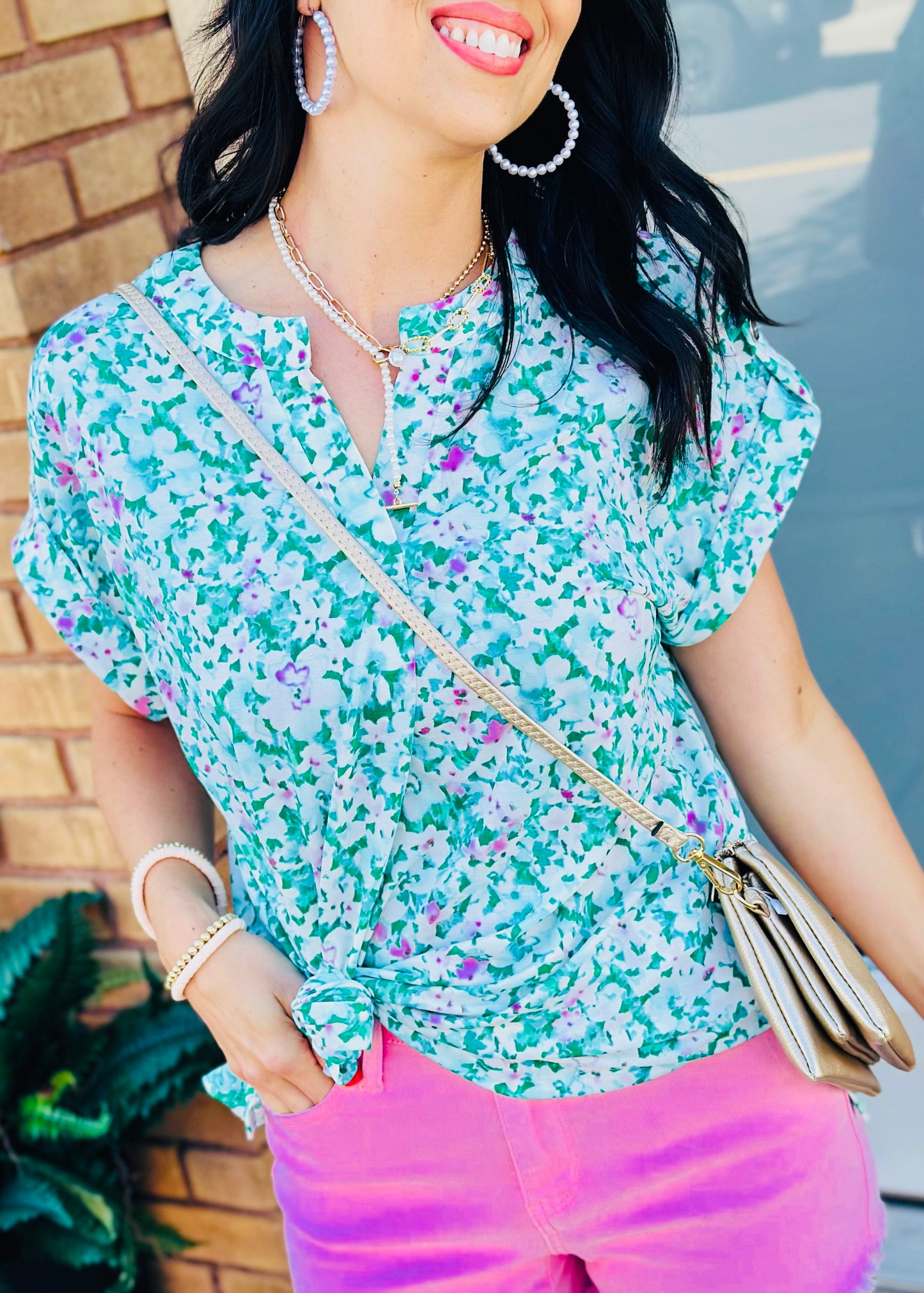 Green Floral Spring Top