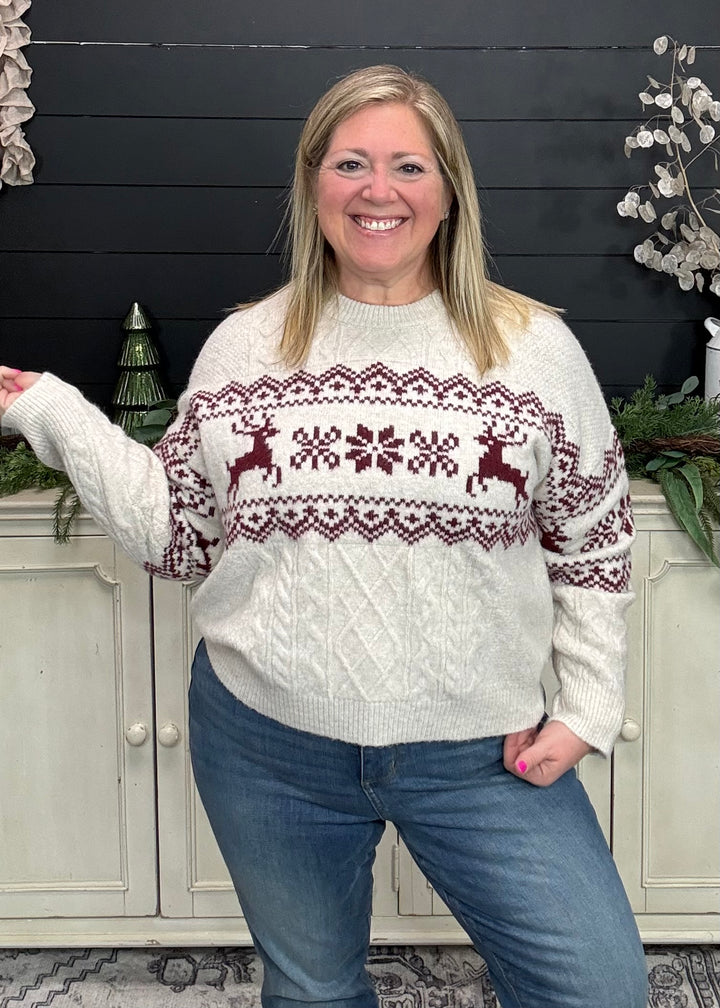 Ivory Reindeer Ridge Sweater