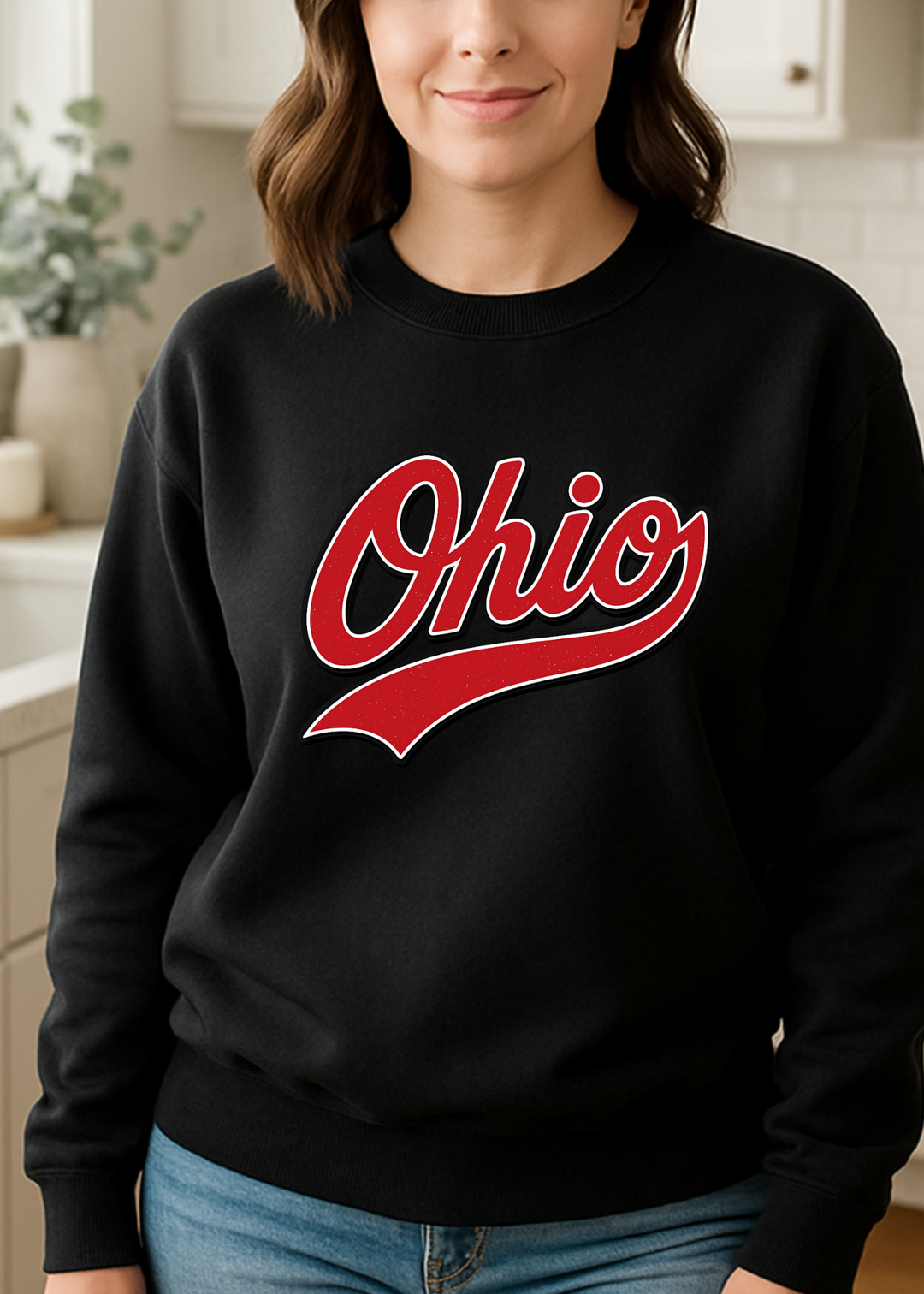 OHIO RED SWOOSH GRAPHIC TEE OR SWEATSHIRT