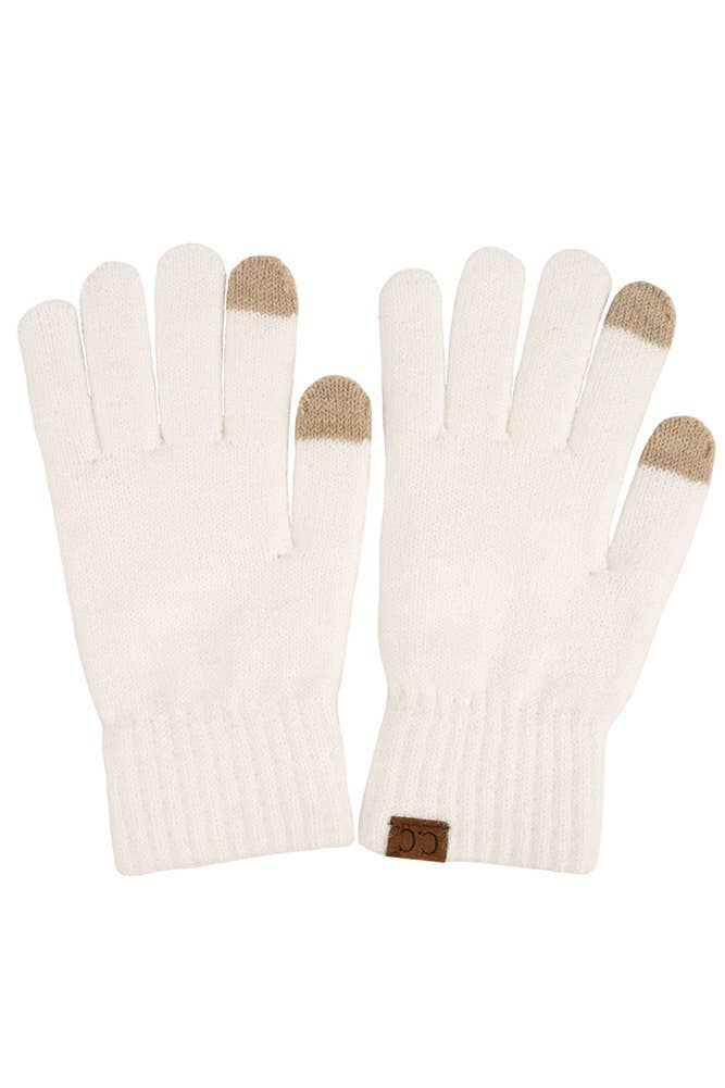 C.C Heather Knit Plain Gloves: Forest