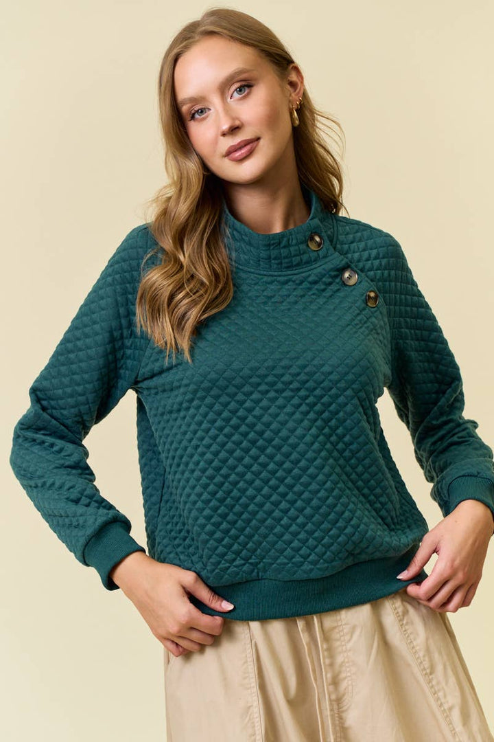 Hunter - Quilted Luxe Mock Neck Top