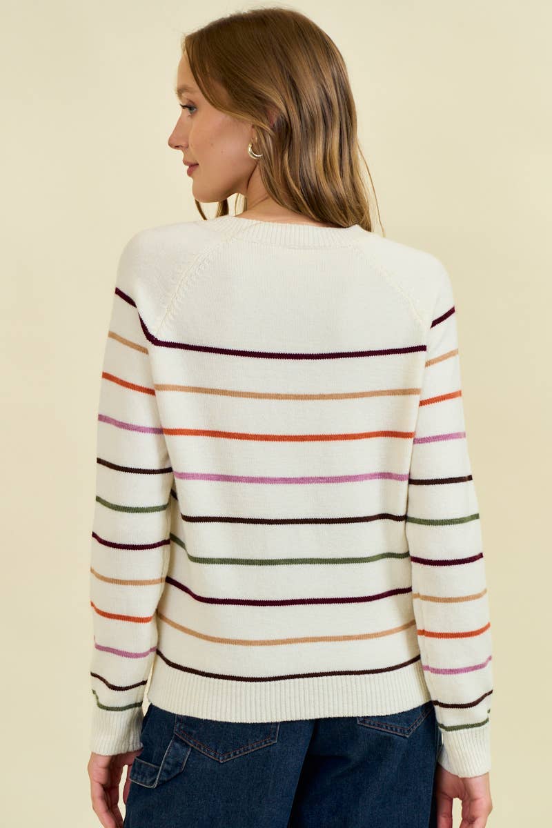 Mod Stripes Button Down Sweater
