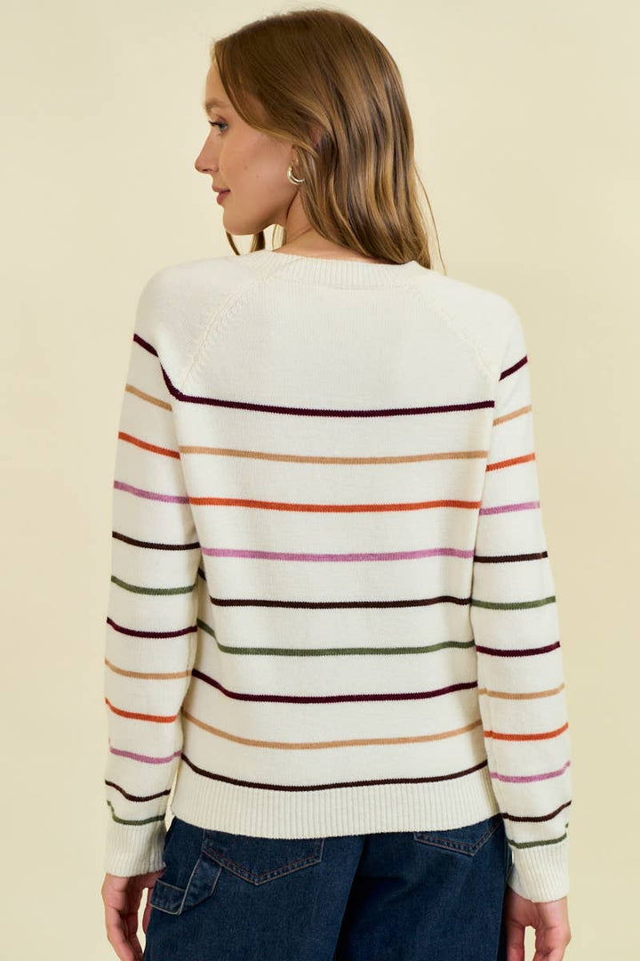 Mod Stripes Button Down Sweater