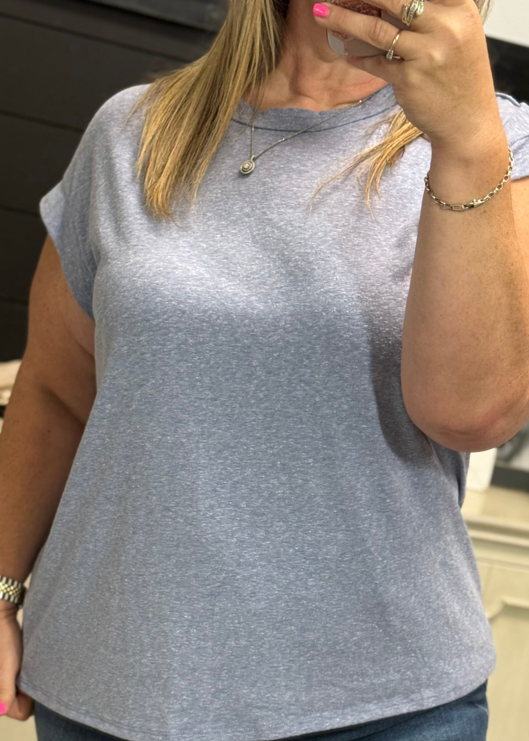 Denim Cap Sleeve Top
