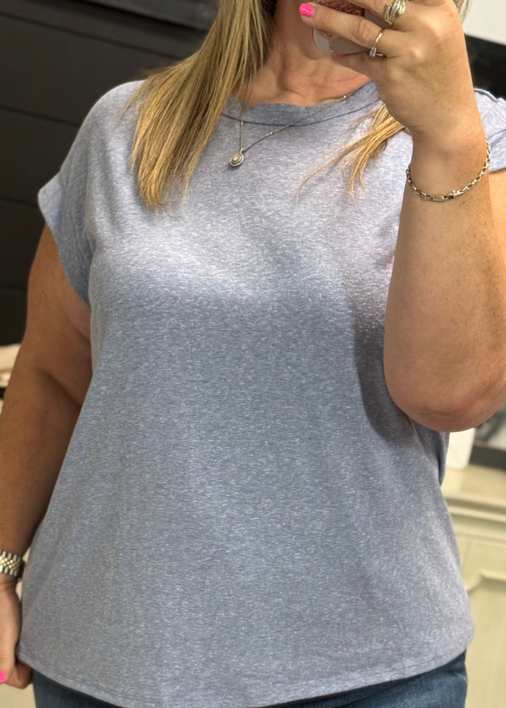 Denim Cap Sleeve Top