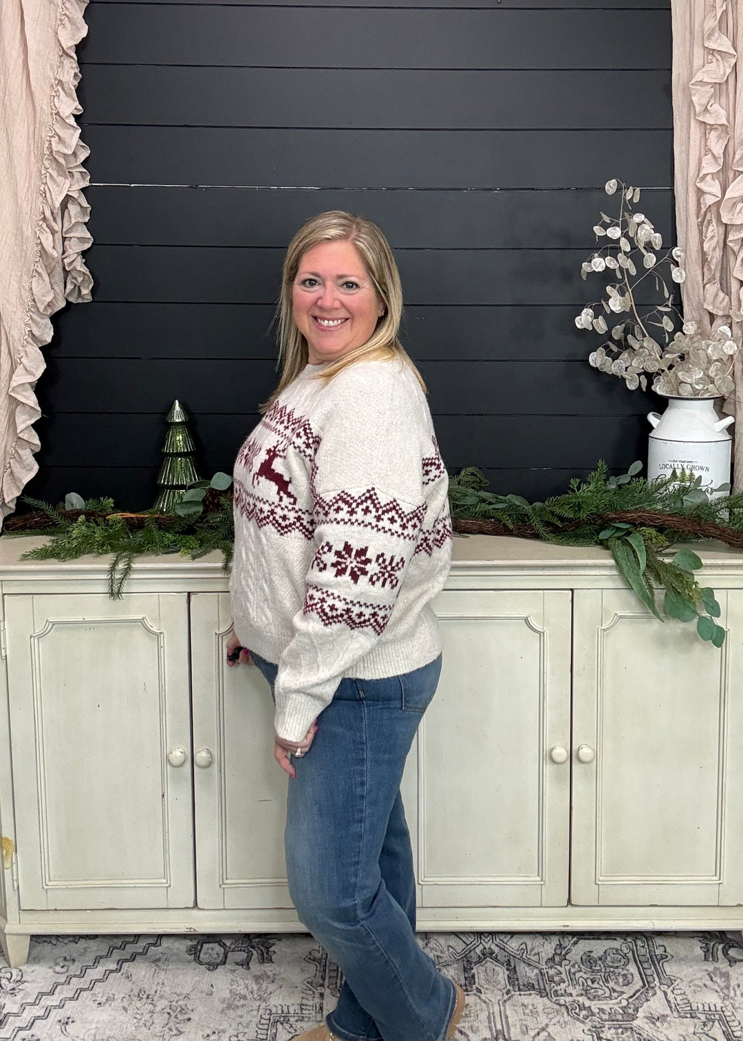 Ivory Reindeer Ridge Sweater