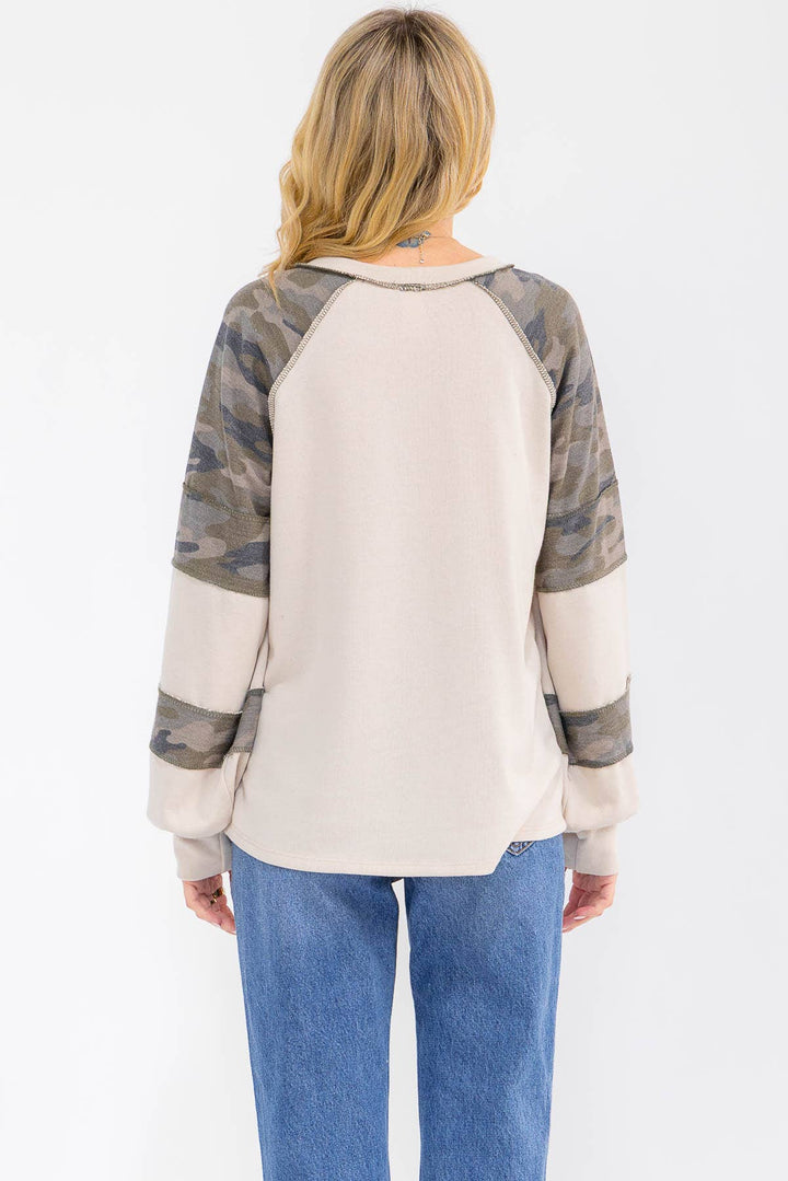 Off-Duty Camo Raglan Top