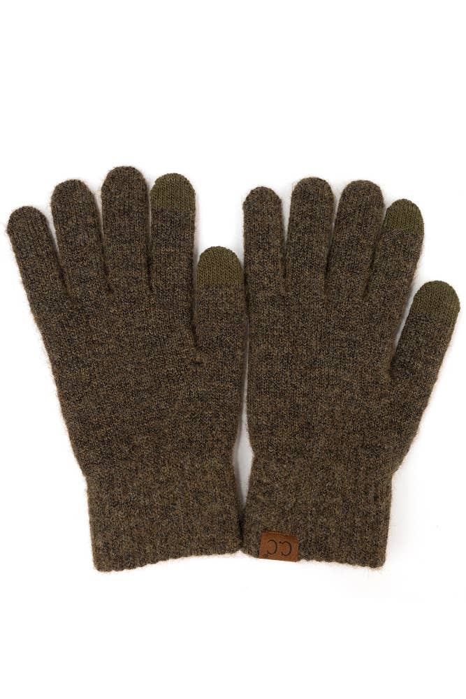 C.C Heather Knit Plain Gloves: Beige