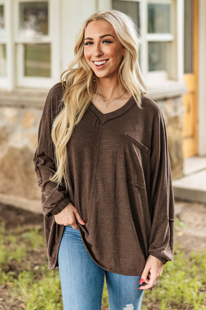 Olive - Soft Relaxed Draped Top
