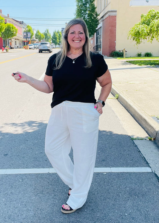 Linen White Pants