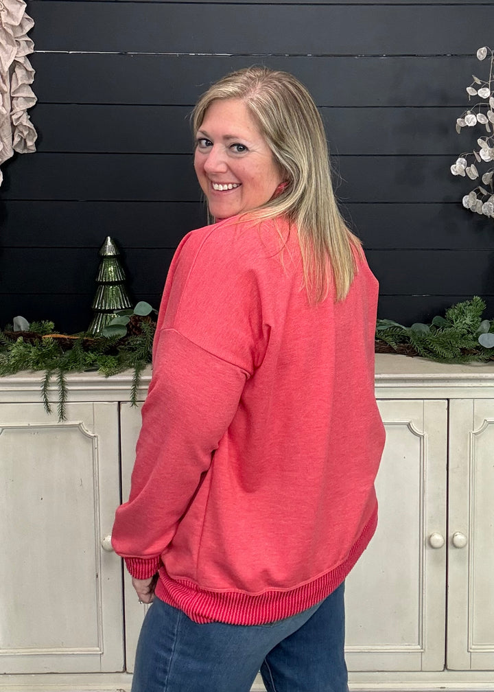 Red - Mock Neck with Side Collar Slit