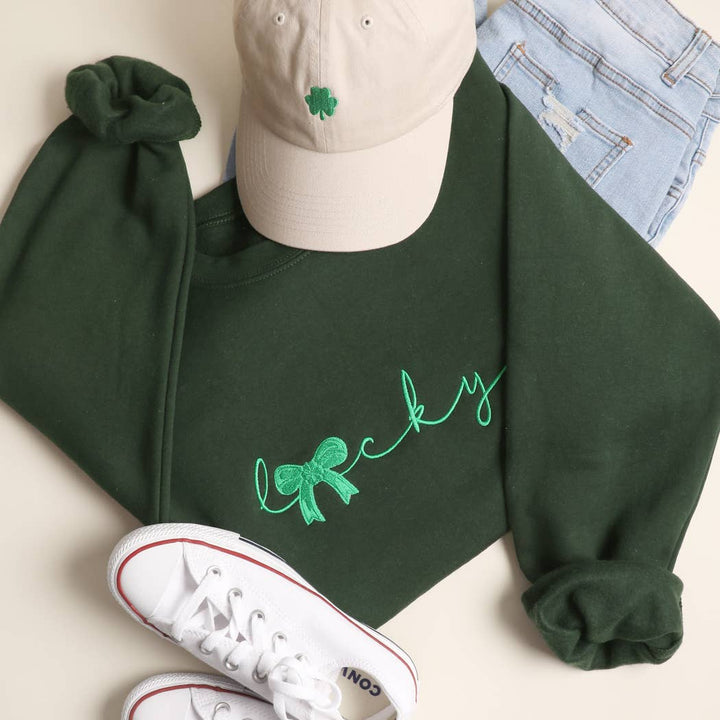 Lucky Bow Embroidered Sweatshirt - Ships Feb 6th