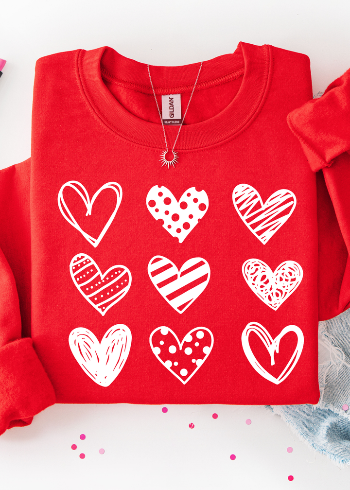 White Hearts Graphic Tee or Sweatshirt