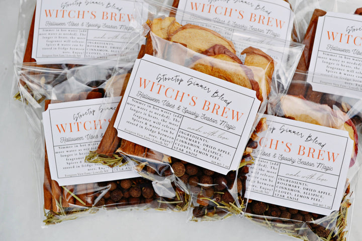Witch's Brew Autumn Fall Halloween Simmer Stovetop Spices: White standup pouch