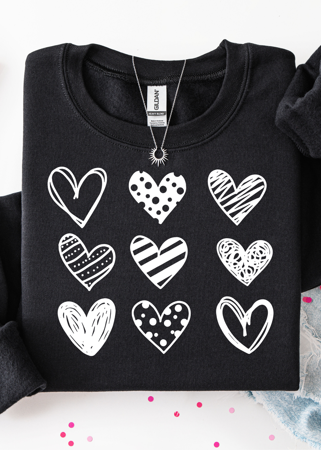 White Hearts Graphic Tee or Sweatshirt