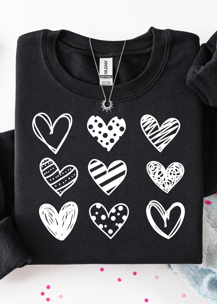 White Hearts Graphic Tee or Sweatshirt